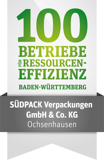 SÜDPACK honored as one of the '100 Businesses for Resource Efficiency' by the government of Baden-Württemberg and leading business associations.